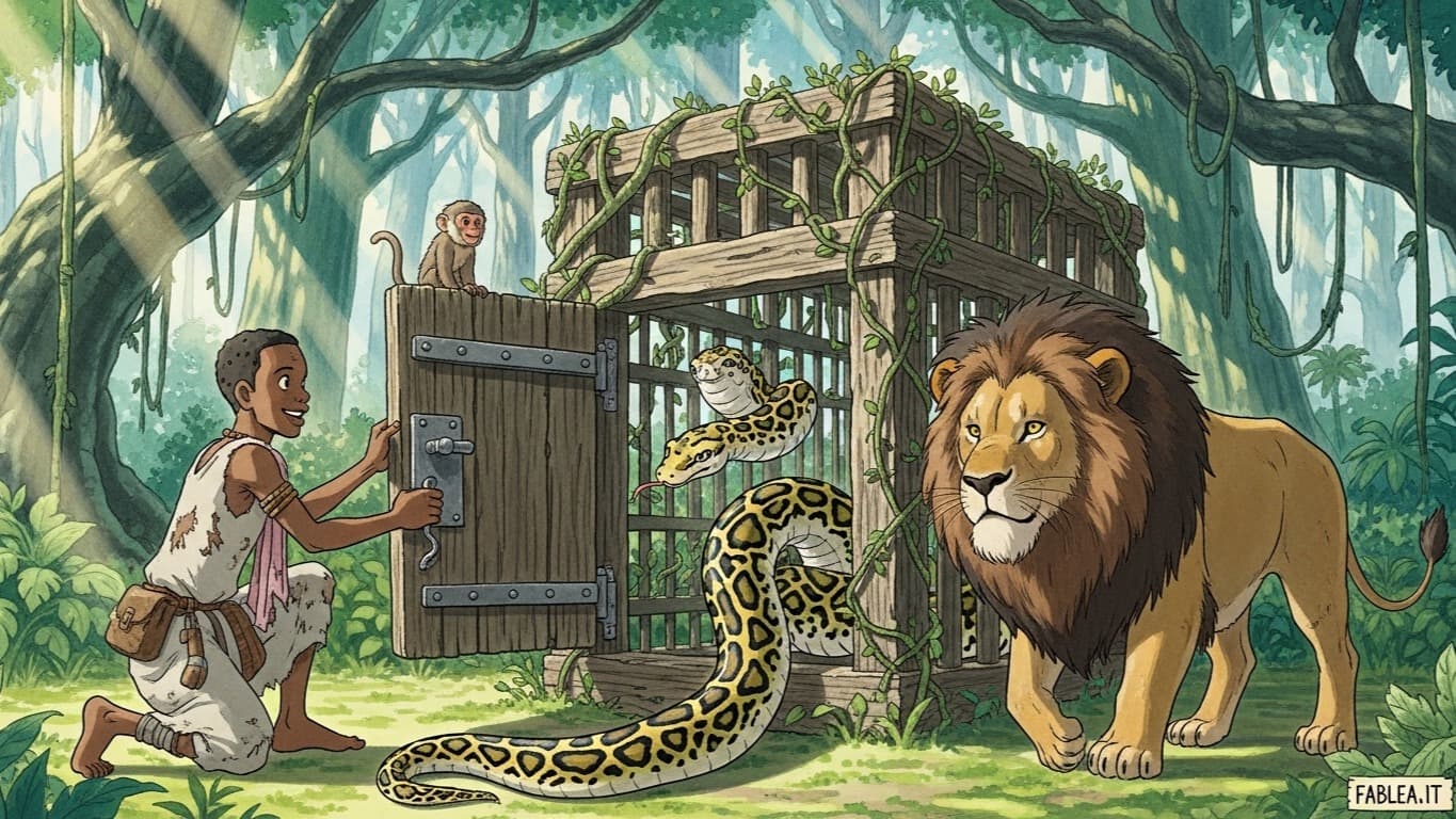 Мавпа, Змія та Лев