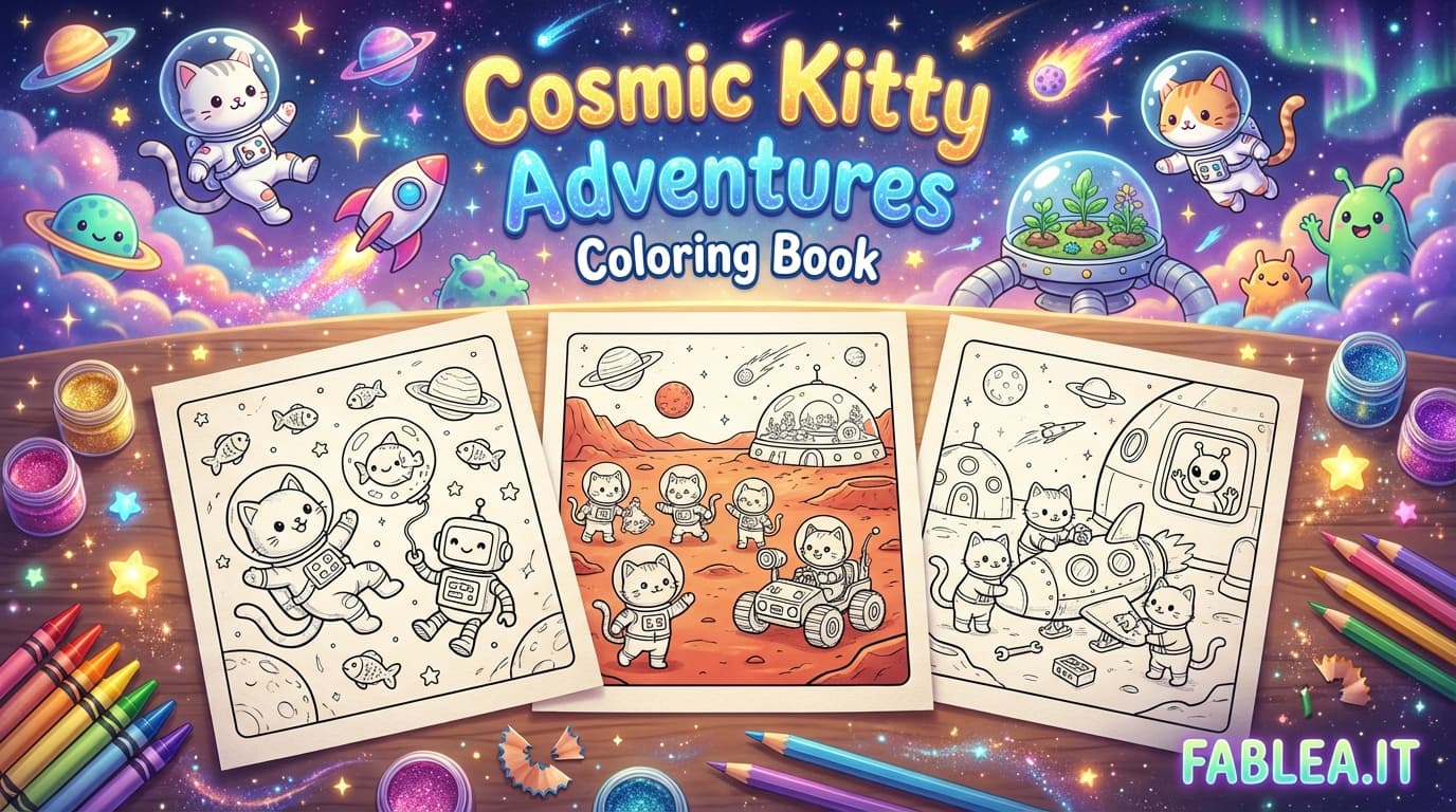 Aventuras del Gatito Cósmico: Un Viaje Espacial para Colorear
