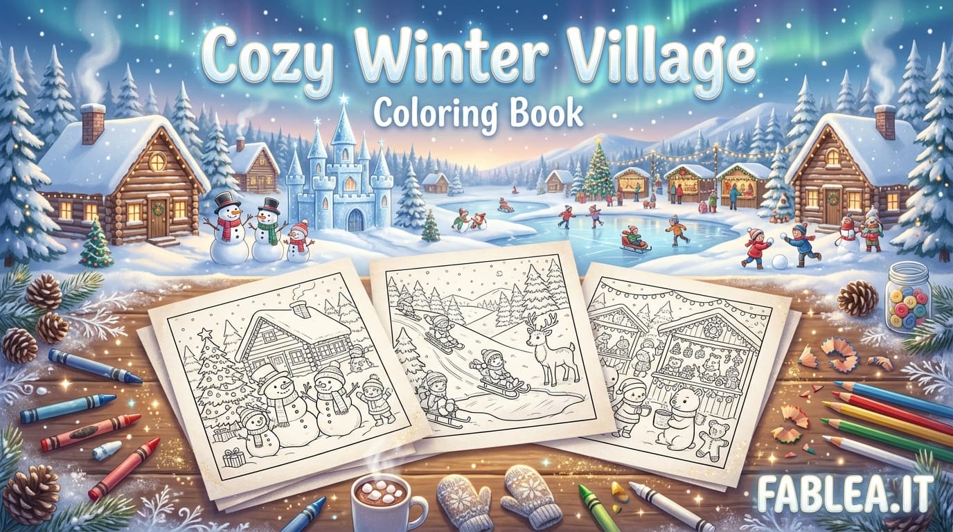 Розмальовка «Казкове зимове село»
